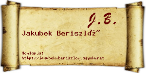 Jakubek Beriszló névjegykártya